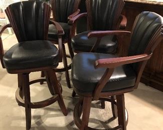 Mikhail Darafeev leather and maple bar stools x 4