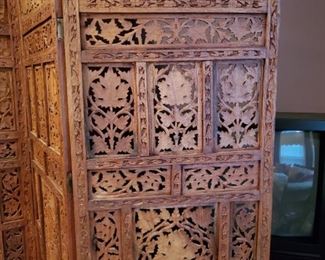 Carved 4 panel screen