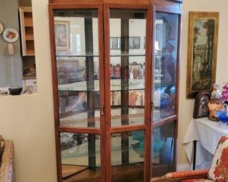 Very nice Large Mirrored Lighted Curio Display Cabinet