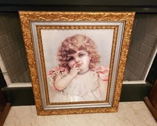 Vintage /antique frame little girl print