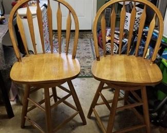 Lot of 2 Stained , Swiveling, Barstools