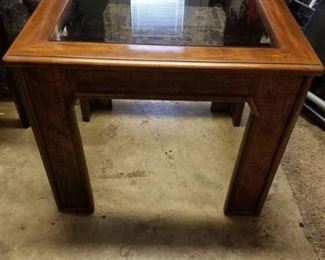 Wooden Side Table with Glass
