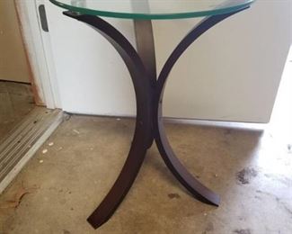 Glass Side Table with Wooden frame