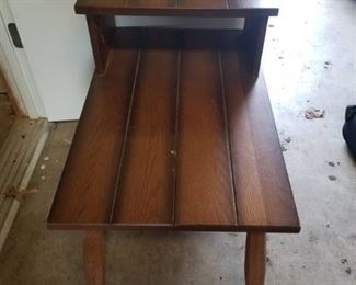 Wooden Side Table with Top Shelf