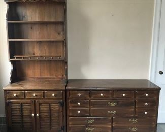 Ethan Allen bookshelf, dresser, 2 twin bed frames (sold separately)