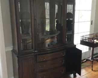 Landstrom Furniture (Rockford, IL) china cabinet with glass doors on top; bottom: three drawers and two side doors, 51”x77”