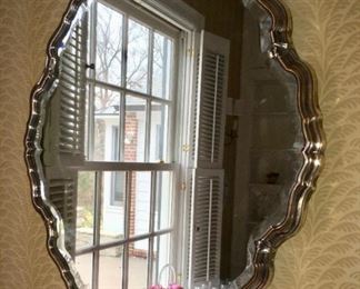 Sterling banded beveled mirror, as is