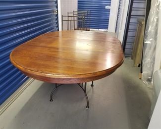 Wooden Oval/ Round Table w Metal Base and 4 Chairs https://ctbids.com/#!/description/share/331149