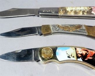 Master Barlow Vietnam Heroes Commemorative 4" Blade Folding Knife, John Wayne 3" Folding Knife In Collectors Tin And Bald Eagle 3" Blade Folding Knife