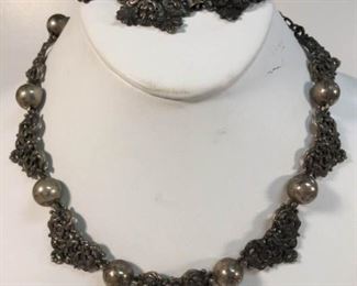 Sterling Silver Necklace & Bracelet Set Vtg Cini 2 Pc https://ctbids.com/#!/description/share/328618