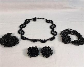 Miriam Haskell Jet Black Jewelry Set Vtg 5 Pc https://ctbids.com/#!/description/share/328624