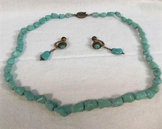 Turquoise & Silver Vtg Necklace & Earrings https://ctbids.com/#!/description/share/328631