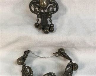 Sterling Silver Cini Bracelet & Dragon Brooch Vtg 2 Pc https://ctbids.com/#!/description/share/328637