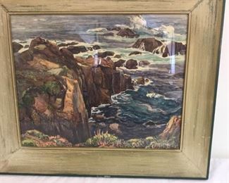 Cornelis Botke Watercolor of California Coastal Rocks https://ctbids.com/#!/description/share/328693