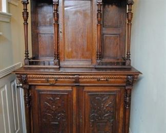 Walnut Antique China Hutch. 20W x 47L x 76.5H. Good/Fair Condition!