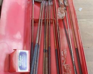 Wooden golf clubs in original box
