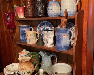 Blue & White stoneware pitchers and more