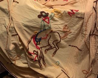 Western theme checnille bedspread for twin bed with curtains
