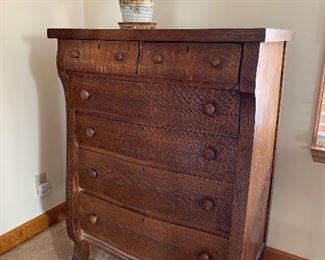 Golden oak Empire-style chest of drawers