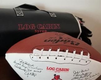 Log Cabin syrup signed football