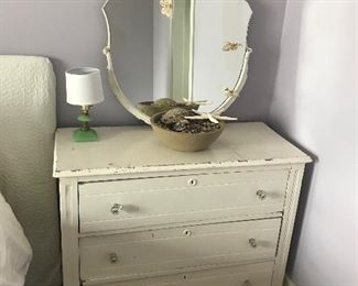 Antique white dresser with mirror