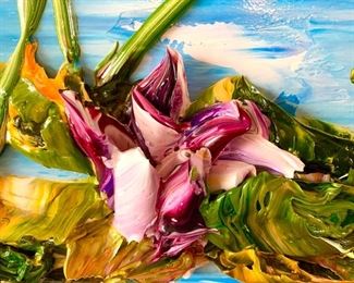 Close-up view of Lily painting by Justin Gaffrey