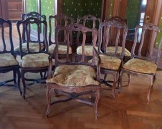 Set of 9 Carved Dining Chairs