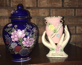 Kutani vase and vintage hands
