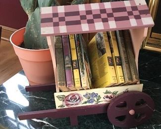 Book rack with vintage girl mystery books