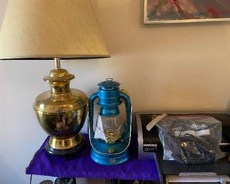 Brass lamp, lantern, printers 