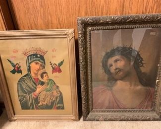 Assortment of vintage religious pictures