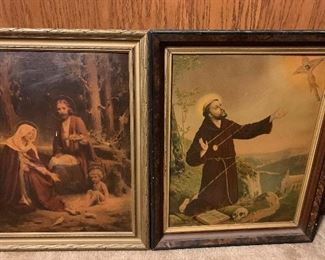 Assortment of vintage religious pictures
