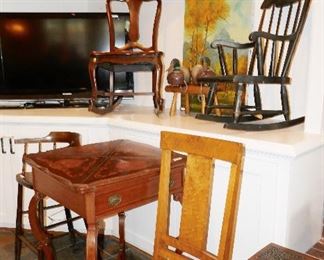 Vintage Game Table and rocking chairs