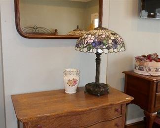 Old Oak Chest, Stained Glass Lamp