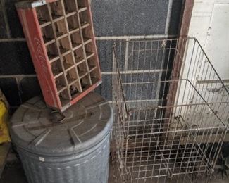 Coca Cola Crate/Galvanized Trash Can