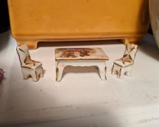 Miniature Limoges Porcelain Table and Chairs