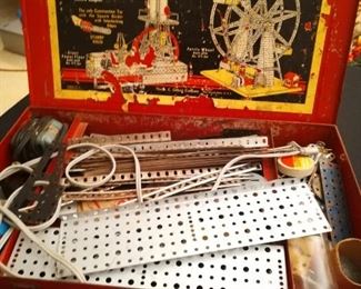 Metal erector set by the A. C. Gilbert company. Made in the USA