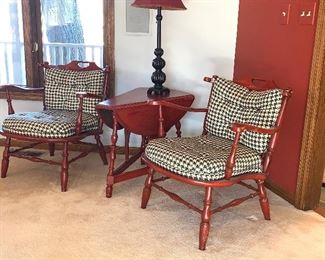 Vtg. chairs w/matching table w/fold down sides 