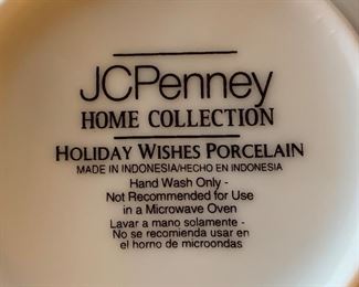 Holiday Wishes Porcelain Christmas dishes from JC Penney