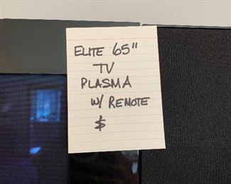 Elite 65"  Plasma TV w/remote