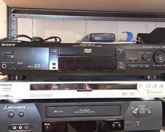 Sony DVD/Cd/Video CD plater & Sony Precision Cinema Progressive CD/DVD player & Mitsubishi VHS stereo recorder 