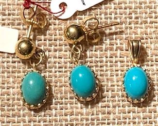 14K earrings and pendant 