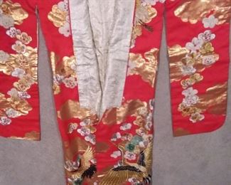 Stunning - Vintage Silk Brocade Embroidered Japanese Ceremonial Wedding Kimono Cranes