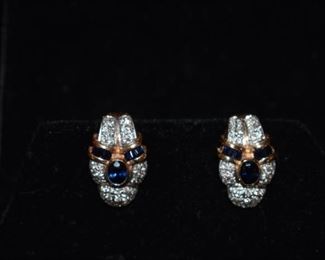 14 K diamond and sapphire earrings - worn once at wedding - vintage 27 years old