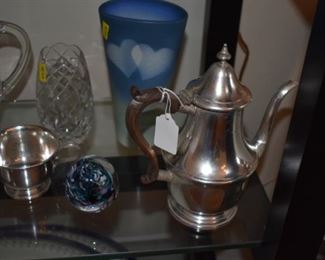 Sterling silver 1 1/8 pt. coffee or tea pot and sterling cream and sugar