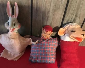 Bugs Bunny, HowdyDoody, and Lamp chop puppets 