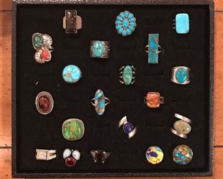 Various Turquoise and Gemstone Rings 