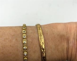 Jewelry - Gold and diamond bracelet /  Gold Bangle Bracelet 