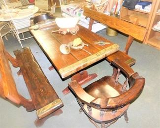 This dinette set was made in 1943 in Annapolis, MD. It was made from 'sub-sea artifacts' or from old ships.