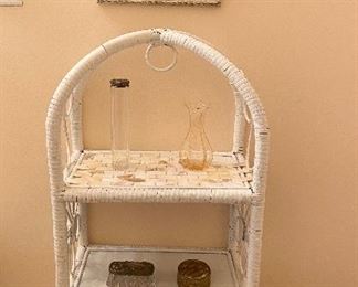 Wicker table with shelves - $24